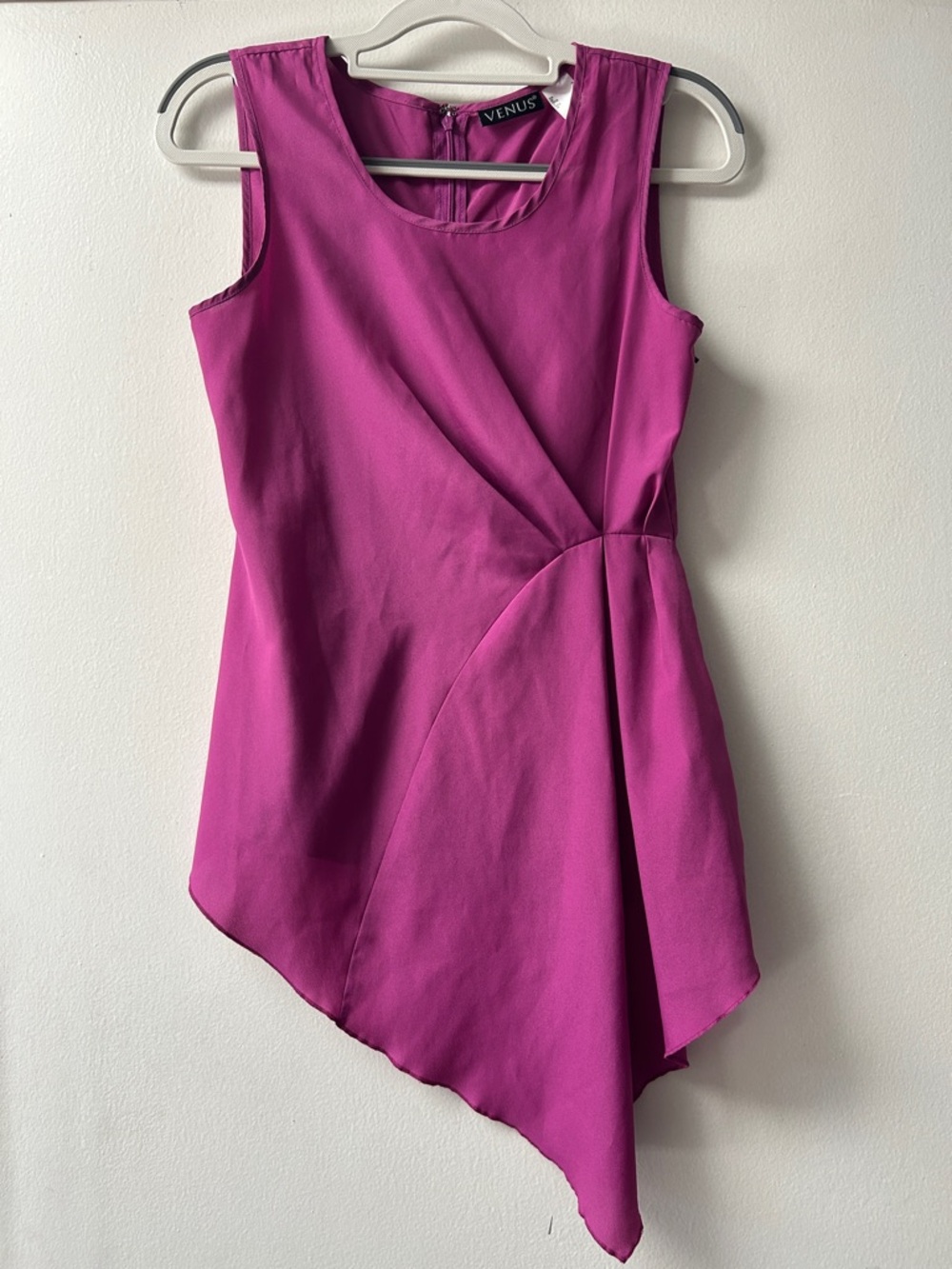 VENUS Magenta Asymmetrical Sleeveless Shirt